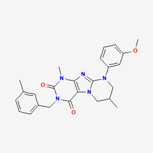 molecular formula C25H27N5O3 B3008876 9-(3-甲氧基苯基)-1,7-二甲基-3-[(3-甲基苯基)甲基]-7,8-二氢-6H-嘌呤[7,8-a]嘧啶-2,4-二酮 CAS No. 843629-10-7
