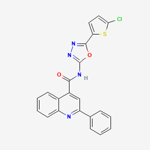 molecular formula C22H13ClN4O2S B3008882 N-[5-(5-氯噻吩-2-基)-1,3,4-恶二唑-2-基]-2-苯基喹啉-4-甲酰胺 CAS No. 897615-77-9