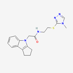 molecular formula C18H21N5OS B3008886 2-(2,3-dihydrocyclopenta[b]indol-4(1H)-yl)-N-(2-((4-methyl-4H-1,2,4-triazol-3-yl)thio)ethyl)acetamide CAS No. 1203414-46-3