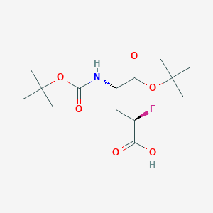 molecular formula C14H24FNO6 B3008894 (2R,4S)-2-Fluoro-5-[(2-methylpropan-2-yl)oxy]-4-[(2-methylpropan-2-yl)oxycarbonylamino]-5-oxopentanoic acid CAS No. 2445750-39-8