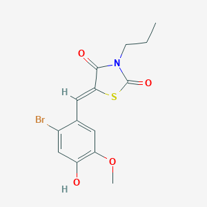 molecular formula C14H14BrNO4S B300890 5-(2-Bromo-4-hydroxy-5-methoxybenzylidene)-3-propyl-1,3-thiazolidine-2,4-dione 