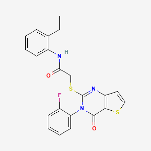 molecular formula C22H18FN3O2S2 B3008901 N-(2-ethylphenyl)-2-{[3-(2-fluorophenyl)-4-oxo-3,4-dihydrothieno[3,2-d]pyrimidin-2-yl]sulfanyl}acetamide CAS No. 1260951-98-1