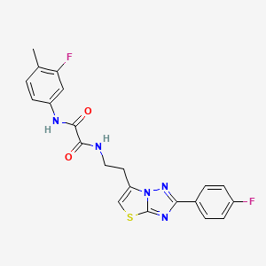 molecular formula C21H17F2N5O2S B3008902 N1-(3-fluoro-4-methylphenyl)-N2-(2-(2-(4-fluorophenyl)thiazolo[3,2-b][1,2,4]triazol-6-yl)ethyl)oxalamide CAS No. 894034-26-5