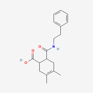 molecular formula C18H23NO3 B3008903 3,4-Dimethyl-6-{[(2-phenylethyl)amino]-carbonyl}cyclohex-3-ene-1-carboxylic acid CAS No. 425623-97-8