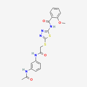molecular formula C20H19N5O4S2 B3008912 N-(5-((2-((3-acetamidophenyl)amino)-2-oxoethyl)thio)-1,3,4-thiadiazol-2-yl)-2-methoxybenzamide CAS No. 868973-28-8