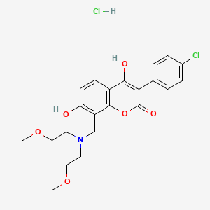 molecular formula C22H25Cl2NO6 B3008917 8-((双（2-甲氧基乙基）氨基)甲基)-3-(4-氯苯基)-4,7-二羟基-2H-色满-2-酮盐酸盐 CAS No. 1216904-45-8