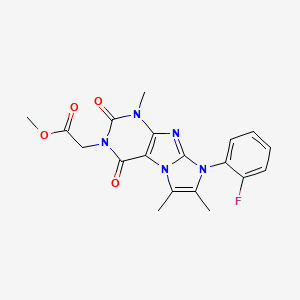 molecular formula C19H18FN5O4 B3008922 Methyl 2-[6-(2-fluorophenyl)-4,7,8-trimethyl-1,3-dioxopurino[7,8-a]imidazol-2-yl]acetate CAS No. 878733-90-5