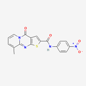 molecular formula C18H12N4O4S B3008929 9-methyl-N-(4-nitrophenyl)-4-oxo-4H-pyrido[1,2-a]thieno[2,3-d]pyrimidine-2-carboxamide CAS No. 690251-66-2