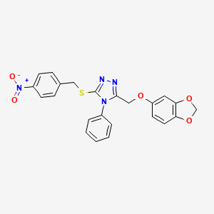 molecular formula C23H18N4O5S B3008940 3-((benzo[d][1,3]dioxol-5-yloxy)methyl)-5-((4-nitrobenzyl)thio)-4-phenyl-4H-1,2,4-triazole CAS No. 609792-86-1