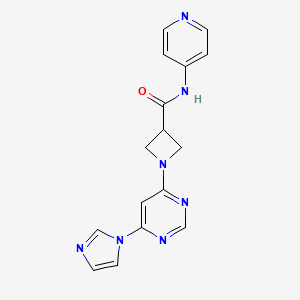 molecular formula C16H15N7O B3008945 1-(6-(1H-imidazol-1-yl)pyrimidin-4-yl)-N-(pyridin-4-yl)azetidine-3-carboxamide CAS No. 2034620-44-3
