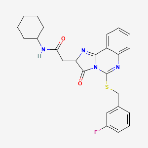 N-cyclohexyl-2-[5-[(3-fluorophenyl)methylsulfanyl]-3-oxo-2H-imidazo[1,2-c]quinazolin-2-yl]acetamide