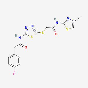 2-(4-fluorophenyl)-N-(5-((2-((4-methylthiazol-2-yl)amino)-2-oxoethyl)thio)-1,3,4-thiadiazol-2-yl)acetamide