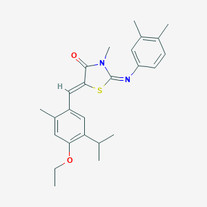 molecular formula C25H30N2O2S B300897 2-[(3,4-Dimethylphenyl)imino]-5-(4-ethoxy-5-isopropyl-2-methylbenzylidene)-3-methyl-1,3-thiazolidin-4-one 