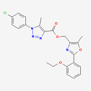 molecular formula C23H21ClN4O4 B3008977 (2-(2-ethoxyphenyl)-5-methyloxazol-4-yl)methyl 1-(4-chlorophenyl)-5-methyl-1H-1,2,3-triazole-4-carboxylate CAS No. 946295-82-5