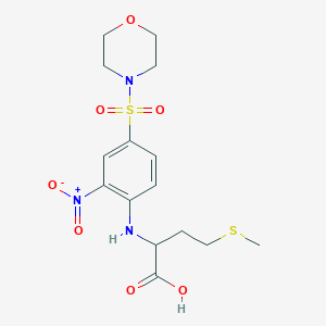 molecular formula C15H21N3O7S2 B3008984 4-Methylsulfanyl-2-[4-(morpholine-4-sulfonyl)-2-nitro-phenylamino]-butyric acid CAS No. 1008673-55-9