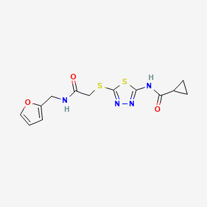 molecular formula C13H14N4O3S2 B3008989 N-(5-((2-((furan-2-ylmethyl)amino)-2-oxoethyl)thio)-1,3,4-thiadiazol-2-yl)cyclopropanecarboxamide CAS No. 868975-06-8