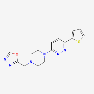 molecular formula C15H16N6OS B3008992 2-[[4-(6-Thiophen-2-ylpyridazin-3-yl)piperazin-1-yl]methyl]-1,3,4-oxadiazole CAS No. 2380194-89-6