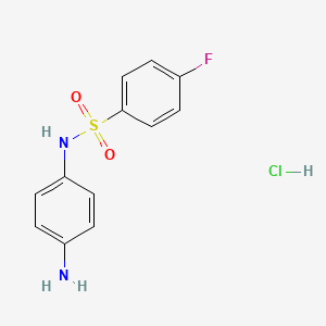 molecular formula C12H12ClFN2O2S B3008998 N-(4-Aminophenyl)-4-fluorobenzenesulfonamide;hydrochloride CAS No. 2253629-61-5