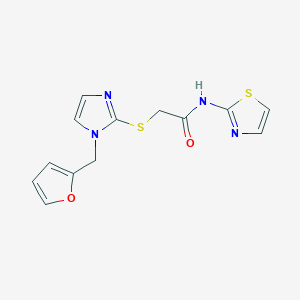 molecular formula C13H12N4O2S2 B3009010 2-((1-(furan-2-ylmethyl)-1H-imidazol-2-yl)thio)-N-(thiazol-2-yl)acetamide CAS No. 872594-28-0