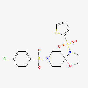 molecular formula C17H19ClN2O5S3 B3009027 8-(4-氯苯基)磺酰基-4-(2-噻吩基磺酰基)-1-氧杂-4,8-二氮杂螺[4.5]癸环 CAS No. 898453-22-0