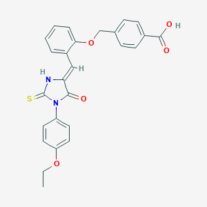 molecular formula C26H22N2O5S B300903 4-[(2-{(Z)-[1-(4-ethoxyphenyl)-5-oxo-2-thioxoimidazolidin-4-ylidene]methyl}phenoxy)methyl]benzoic acid 