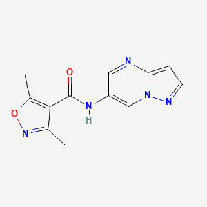 molecular formula C12H11N5O2 B3009032 3,5-二甲基-N-(吡唑并[1,5-a]嘧啶-6-基)异恶唑-4-甲酰胺 CAS No. 2034449-52-8