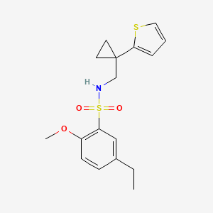 molecular formula C17H21NO3S2 B3009033 5-ethyl-2-methoxy-N-((1-(thiophen-2-yl)cyclopropyl)methyl)benzenesulfonamide CAS No. 1203294-38-5