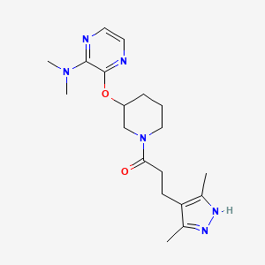 3-(3,5-dimethyl-1H-pyrazol-4-yl)-1-(3-((3-(dimethylamino)pyrazin-2-yl)oxy)piperidin-1-yl)propan-1-one