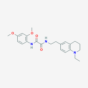 molecular formula C23H29N3O4 B3009041 N1-(2,4-dimethoxyphenyl)-N2-(2-(1-ethyl-1,2,3,4-tetrahydroquinolin-6-yl)ethyl)oxalamide CAS No. 955610-13-6