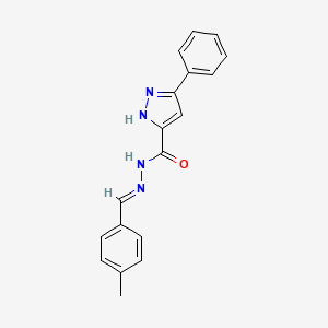 molecular formula C18H16N4O B3009042 (E)-N'-(4-methylbenzylidene)-3-phenyl-1H-pyrazole-5-carbohydrazide CAS No. 936338-46-4