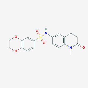 molecular formula C18H18N2O5S B3009059 N-(1-甲基-2-氧代-1,2,3,4-四氢喹啉-6-基)-2,3-二氢苯并[b][1,4]二恶杂环-6-磺酰胺 CAS No. 922005-03-6