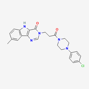 molecular formula C24H24ClN5O2 B3009101 3-(3-(4-(4-chlorophenyl)piperazin-1-yl)-3-oxopropyl)-8-methyl-3H-pyrimido[5,4-b]indol-4(5H)-one CAS No. 1105249-40-8