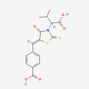 molecular formula C16H15NO5S2 B3009114 (Z)-4-((3-(1-carboxy-2-methylpropyl)-4-oxo-2-thioxothiazolidin-5-ylidene)methyl)benzoic acid CAS No. 306324-28-7