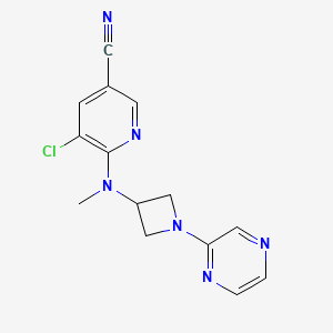 molecular formula C14H13ClN6 B3009116 5-Chloro-6-[methyl-(1-pyrazin-2-ylazetidin-3-yl)amino]pyridine-3-carbonitrile CAS No. 2415512-85-3