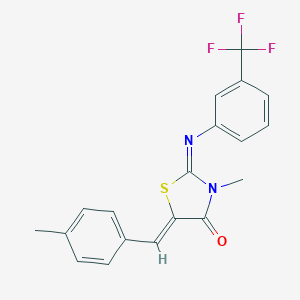 molecular formula C19H15F3N2OS B300912 3-Methyl-5-(4-methylbenzylidene)-2-{[3-(trifluoromethyl)phenyl]imino}-1,3-thiazolidin-4-one 