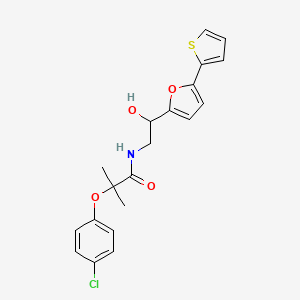 molecular formula C20H20ClNO4S B3009127 2-(4-Chlorophenoxy)-N-[2-hydroxy-2-(5-thiophen-2-ylfuran-2-yl)ethyl]-2-methylpropanamide CAS No. 2320539-13-5
