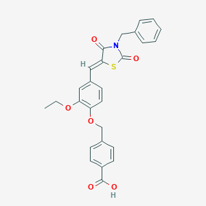molecular formula C27H23NO6S B300914 4-({4-[(3-Benzyl-2,4-dioxo-1,3-thiazolidin-5-ylidene)methyl]-2-ethoxyphenoxy}methyl)benzoic acid 