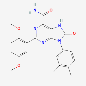 molecular formula C22H21N5O4 B3009142 2-(2,5-二甲氧基苯基)-9-(3,4-二甲基苯基)-8-氧代-8,9-二氢-7H-嘌呤-6-甲酰胺 CAS No. 898442-81-4
