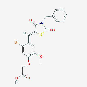 molecular formula C20H16BrNO6S B300916 {4-[(3-Benzyl-2,4-dioxo-1,3-thiazolidin-5-ylidene)methyl]-5-bromo-2-methoxyphenoxy}acetic acid 
