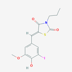molecular formula C14H14INO4S B300917 (5Z)-5-(4-hydroxy-3-iodo-5-methoxybenzylidene)-3-propyl-1,3-thiazolidine-2,4-dione 