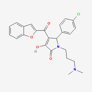 molecular formula C24H23ClN2O4 B3009171 4-(benzofuran-2-carbonyl)-5-(4-chlorophenyl)-1-(3-(dimethylamino)propyl)-3-hydroxy-1H-pyrrol-2(5H)-one CAS No. 618363-66-9