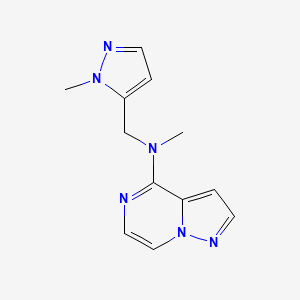 molecular formula C12H14N6 B3009175 N-甲基-N-((1-甲基-1H-吡唑-5-基)甲基)吡唑并[1,5-a]哒嗪-4-胺 CAS No. 2034603-02-4