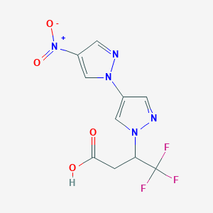 molecular formula C10H8F3N5O4 B3009180 4,4,4-Trifluoro-3-(4-nitro-1'H-1,4'-bipyrazol-1'-yl)butanoic acid CAS No. 2054953-24-9
