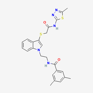 molecular formula C24H25N5O2S2 B3009182 3,5-dimethyl-N-(2-(3-((2-((5-methyl-1,3,4-thiadiazol-2-yl)amino)-2-oxoethyl)thio)-1H-indol-1-yl)ethyl)benzamide CAS No. 532974-50-8