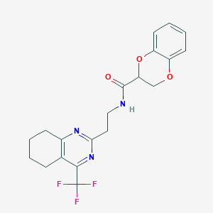 molecular formula C20H20F3N3O3 B3009193 N-(2-(4-(三氟甲基)-5,6,7,8-四氢喹唑啉-2-基)乙基)-2,3-二氢苯并[b][1,4]二噁英-2-甲酰胺 CAS No. 1396850-06-8