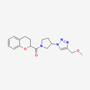 molecular formula C18H22N4O3 B3009197 1-[1-(3,4-dihydro-2H-1-benzopyran-2-carbonyl)pyrrolidin-3-yl]-4-(methoxymethyl)-1H-1,2,3-triazole CAS No. 2097857-60-6