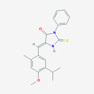 molecular formula C21H22N2O2S B300920 5-(5-Isopropyl-4-methoxy-2-methylbenzylidene)-3-phenyl-2-thioxo-4-imidazolidinone 