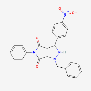 molecular formula C24H20N4O4 B3009200 1-benzyl-3-(4-nitrophenyl)-5-phenyltetrahydropyrrolo[3,4-c]pyrazole-4,6(2H,5H)-dione CAS No. 1005062-10-1