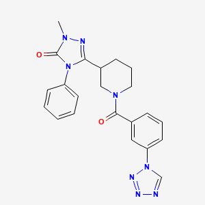 molecular formula C22H22N8O2 B3009212 3-(1-(3-(1H-tetrazol-1-yl)benzoyl)piperidin-3-yl)-1-methyl-4-phenyl-1H-1,2,4-triazol-5(4H)-one CAS No. 1396760-48-7
