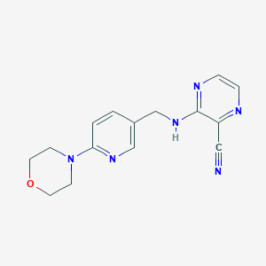 molecular formula C15H16N6O B3009214 3-(((6-Morpholinopyridin-3-yl)methyl)amino)pyrazine-2-carbonitrile CAS No. 2176125-16-7